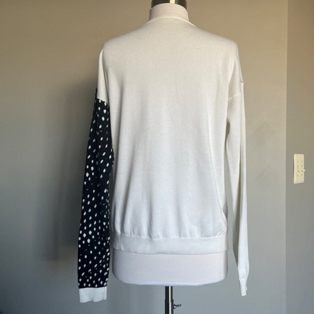 TIBI Rare Armadillo Intarsia White Relaxed Casual Pullover Sweater Top - Picture 4 of 10